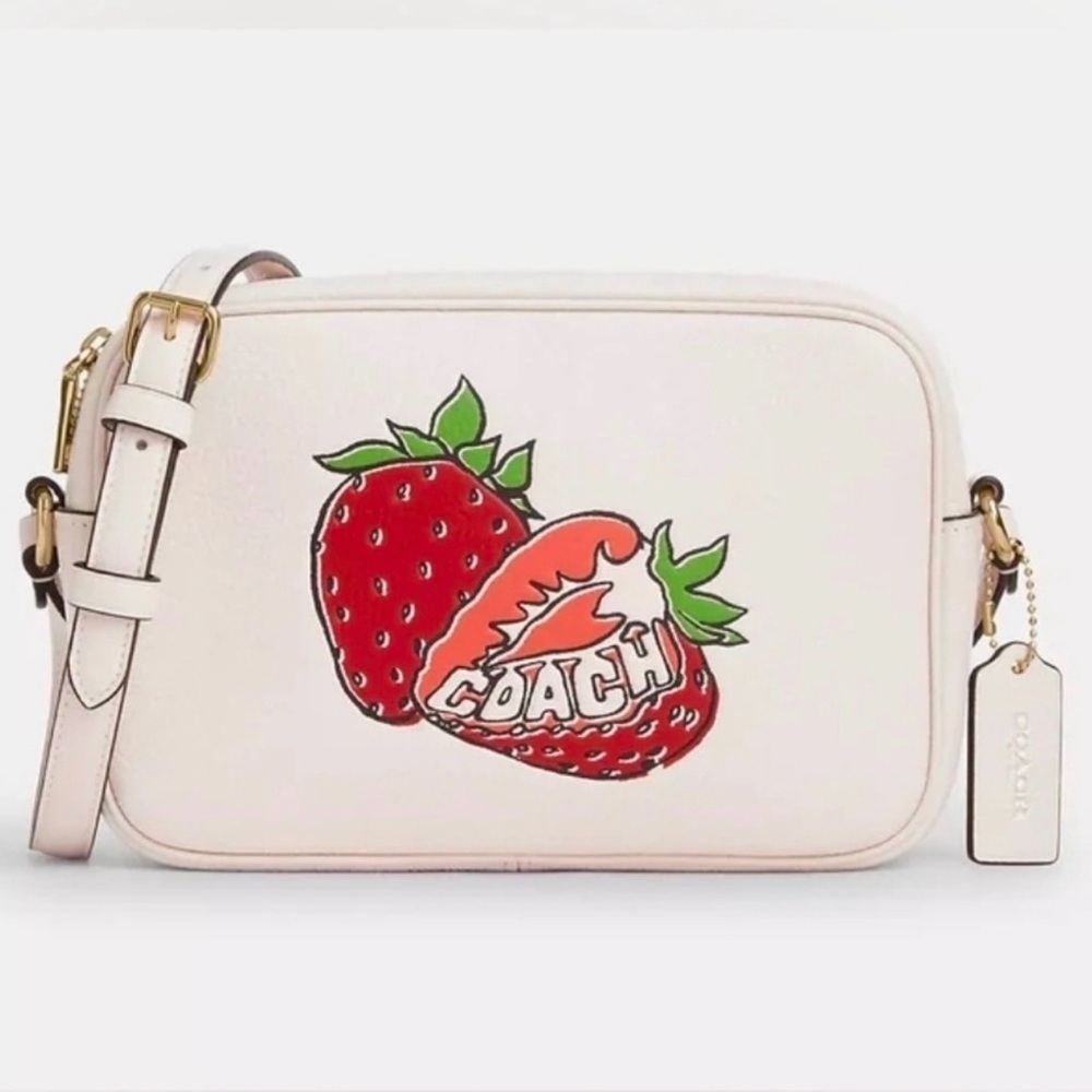 NWT Coach Jaime Camera Bag Strawberry Graphic Pebbled Leather - Picture 2 of 8